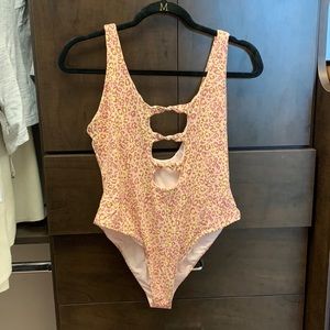 Leopard print one piece swimsuit